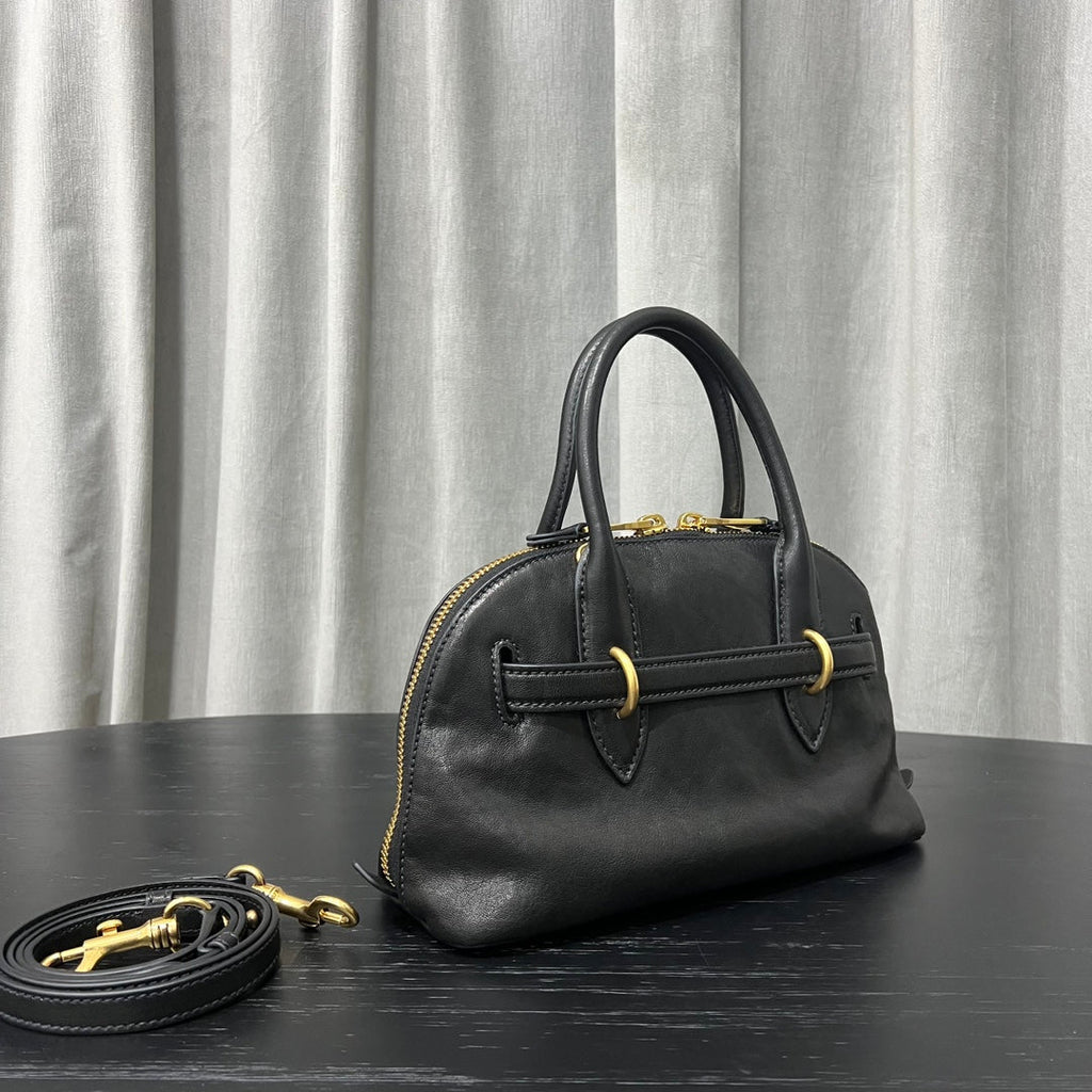 ＭＩ ＭＵ AVENTURE LEATHER TOTE BAG BLACK