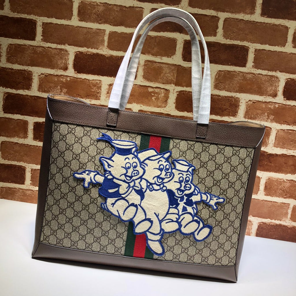 ＧＣＣＩ X DISNEY LARGE GG SUPREME THREE LITTLE PIGS OPHIDIA TOTE BAG