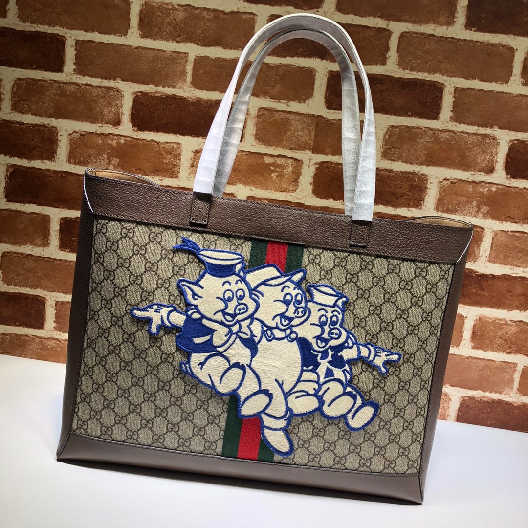 ＧＣＣＩ X DISNEY LARGE GG SUPREME THREE LITTLE PIGS OPHIDIA TOTE BAG
