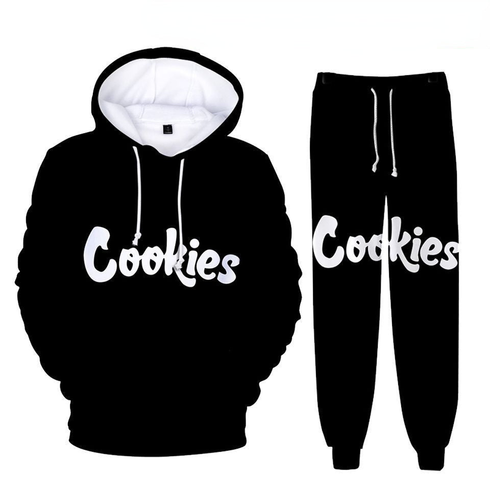 Cookies Hoodie Digital Color Printing Hooded Ankle Banded Pants Set