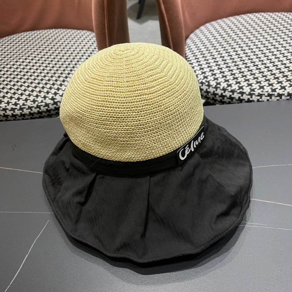 WIDE BRIM HAT MODEL 651949 IN BLACK MESH FABRIC