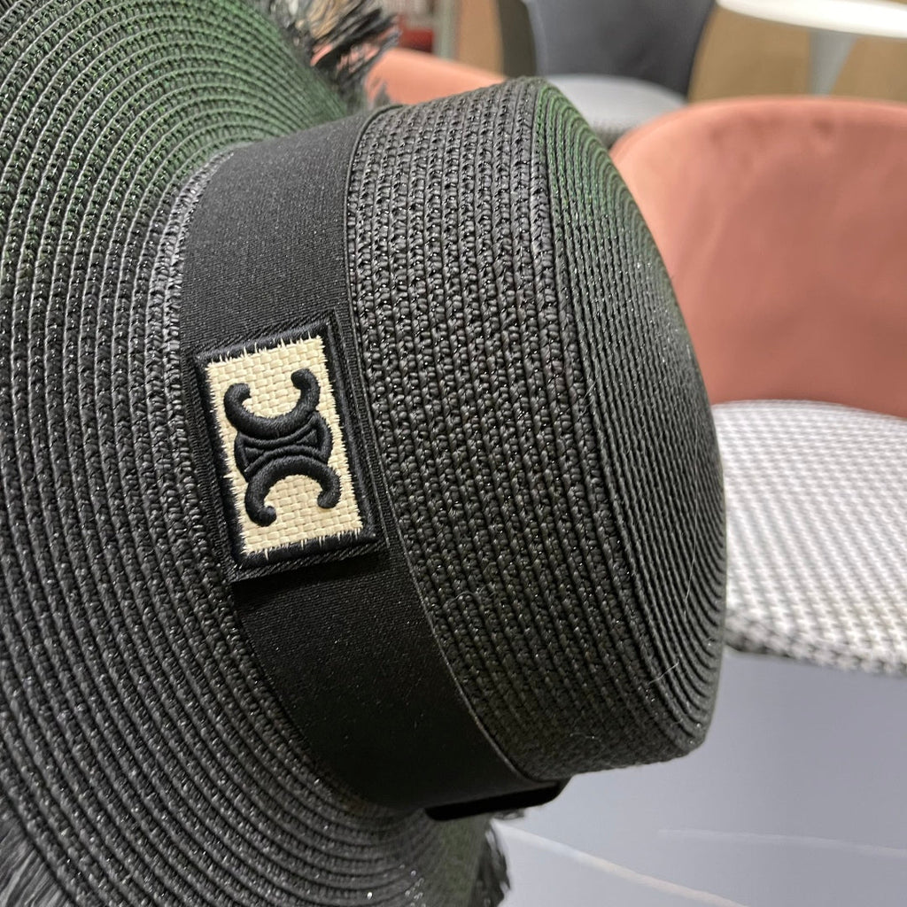 WIDE BRIM HAT MODEL 651883 IN BLACK WOVEN STRAW