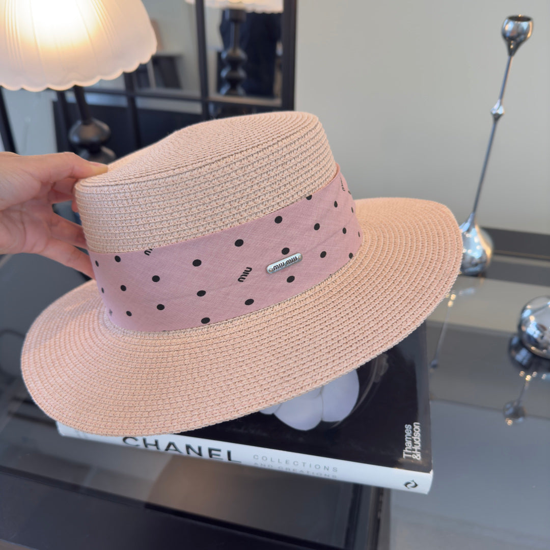 MIUMIU FLAT-BRIM STRAW HAT STYLE 12