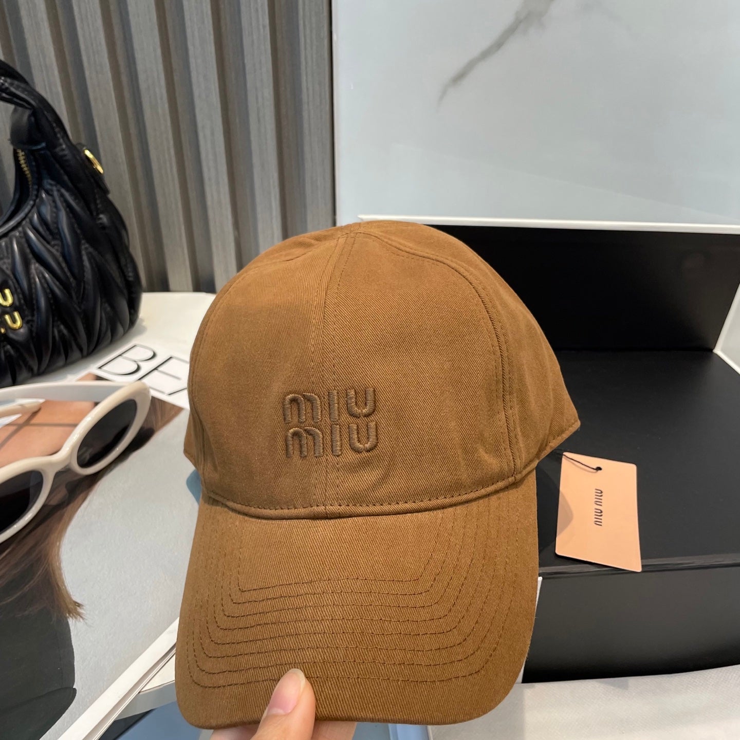 MM BASEBALL CAP IN BURNT ORANGE FABRIC BRAND EMBROIDERY