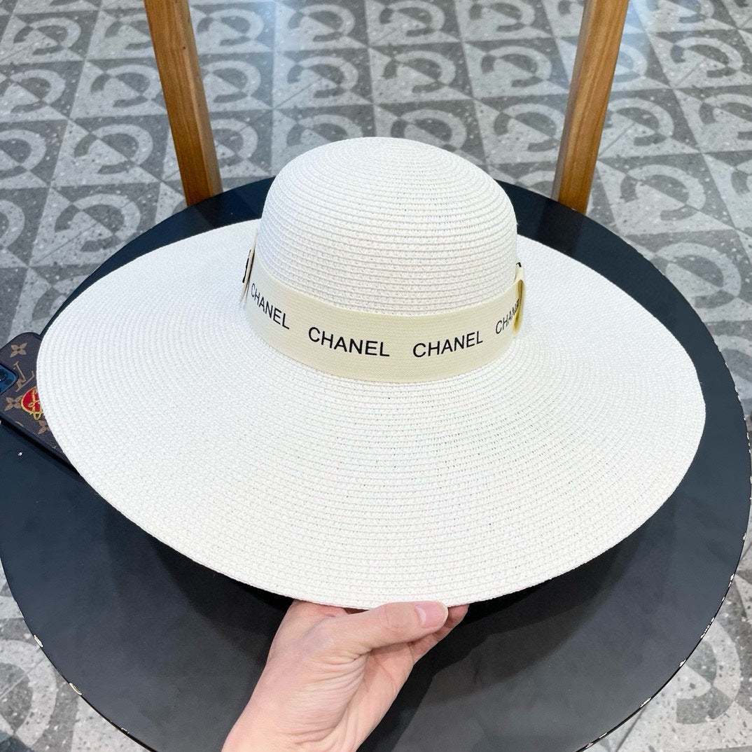 WIDE BRIM STRAW HAT WHITE 672707