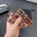 BELT 20MM IN WINE RED CALFSKIN WITH INTERWOVEN CHAIN BUCKLE ZIPPER IN TRIM GOLD HARDWARE
