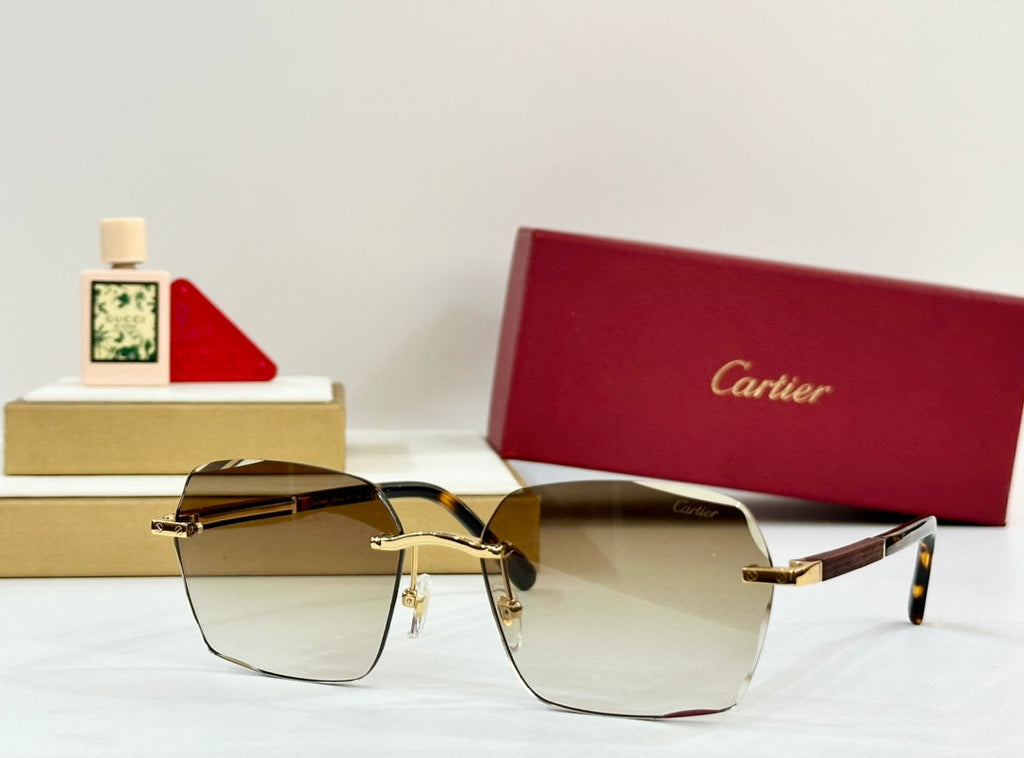 PREMIÈRE GEOMETRIC FRAME SUNGLASSES 530303 IN METAL AND WOODEN