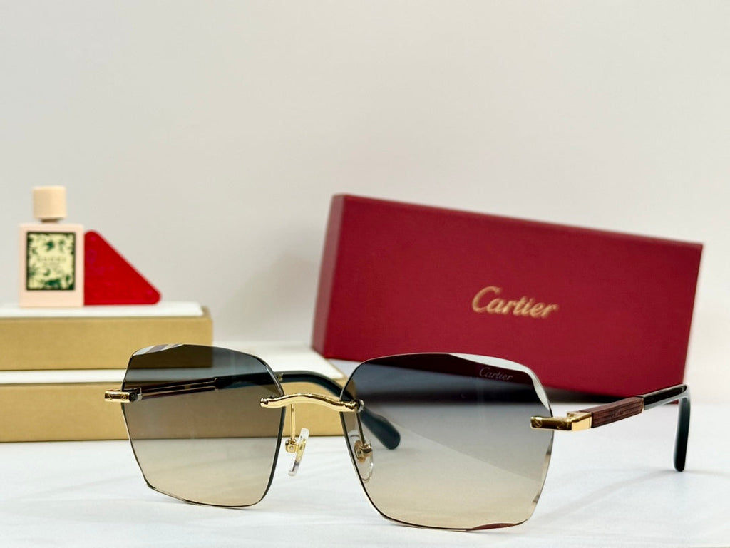 PREMIÈRE GEOMETRIC FRAME SUNGLASSES 530303 IN METAL AND WOODEN