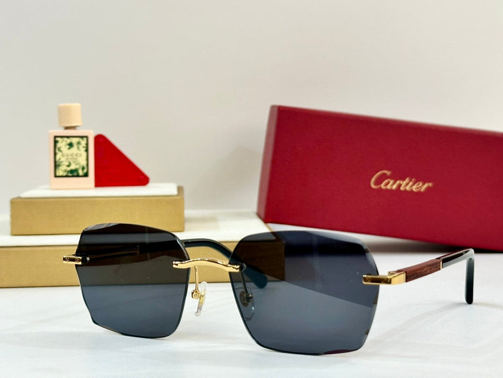 PREMIÈRE GEOMETRIC FRAME SUNGLASSES 530303 IN METAL AND WOODEN