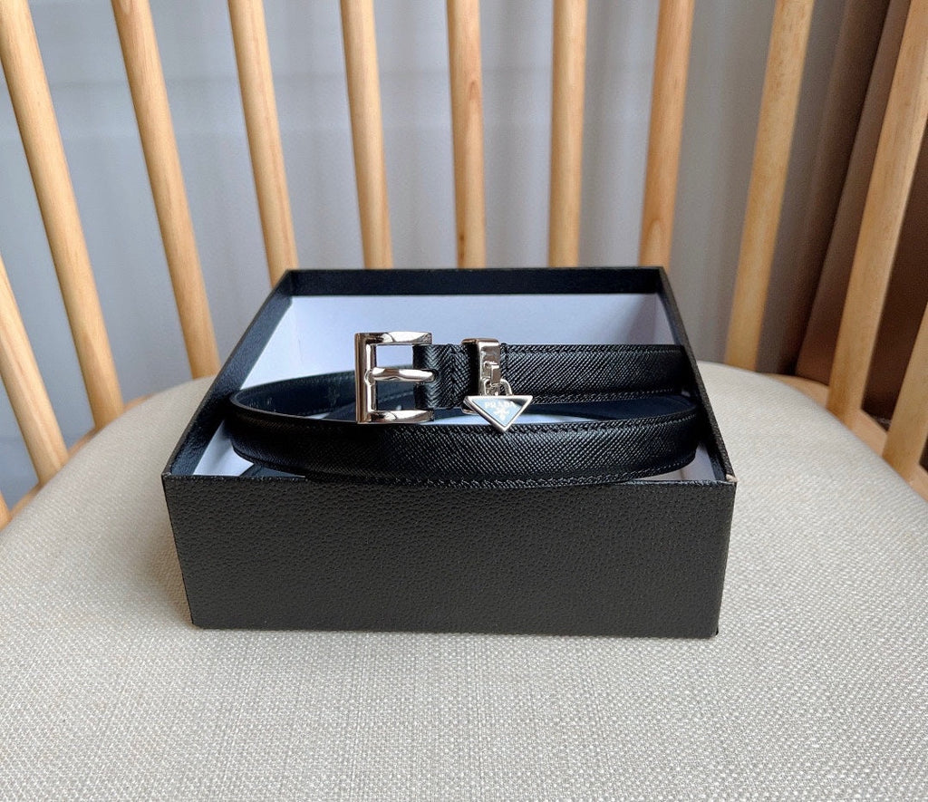 PRADA 25S BELT 15 MM IN BLACK CALFSKIN 571355