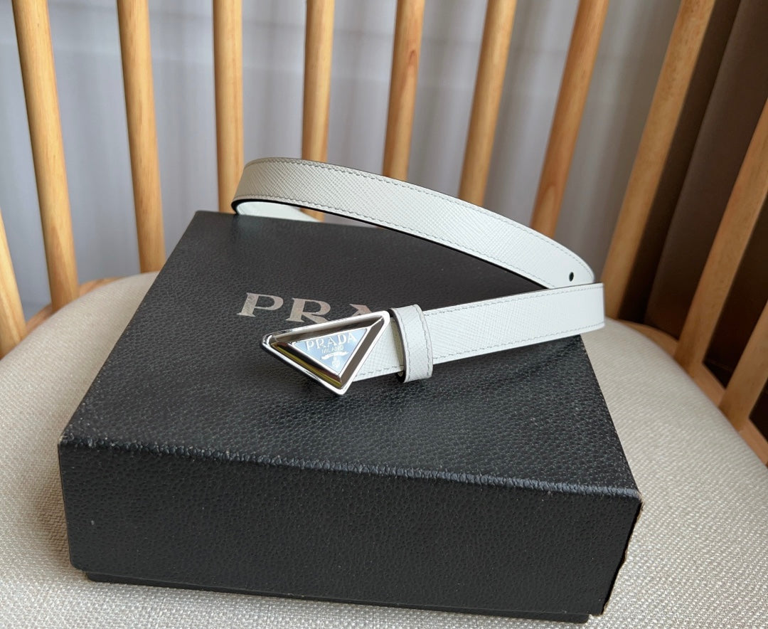 PRADA 25S BELT 20 MM IN WHITE CALFSKIN 571372