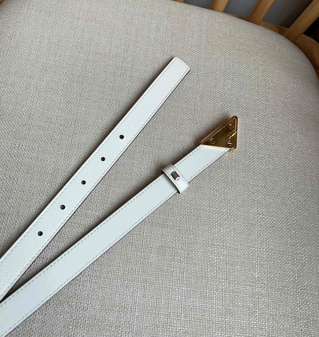 PRADA 25S BELT 20 MM IN WHITE CALFSKIN 571373