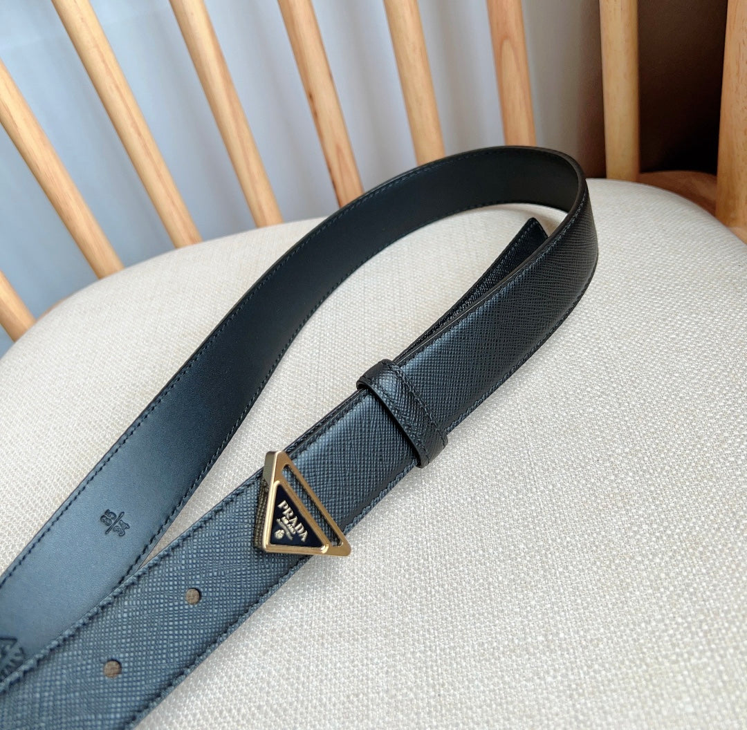PRADA 25S BELT 30 MM IN BLACK CALFSKIN 595009