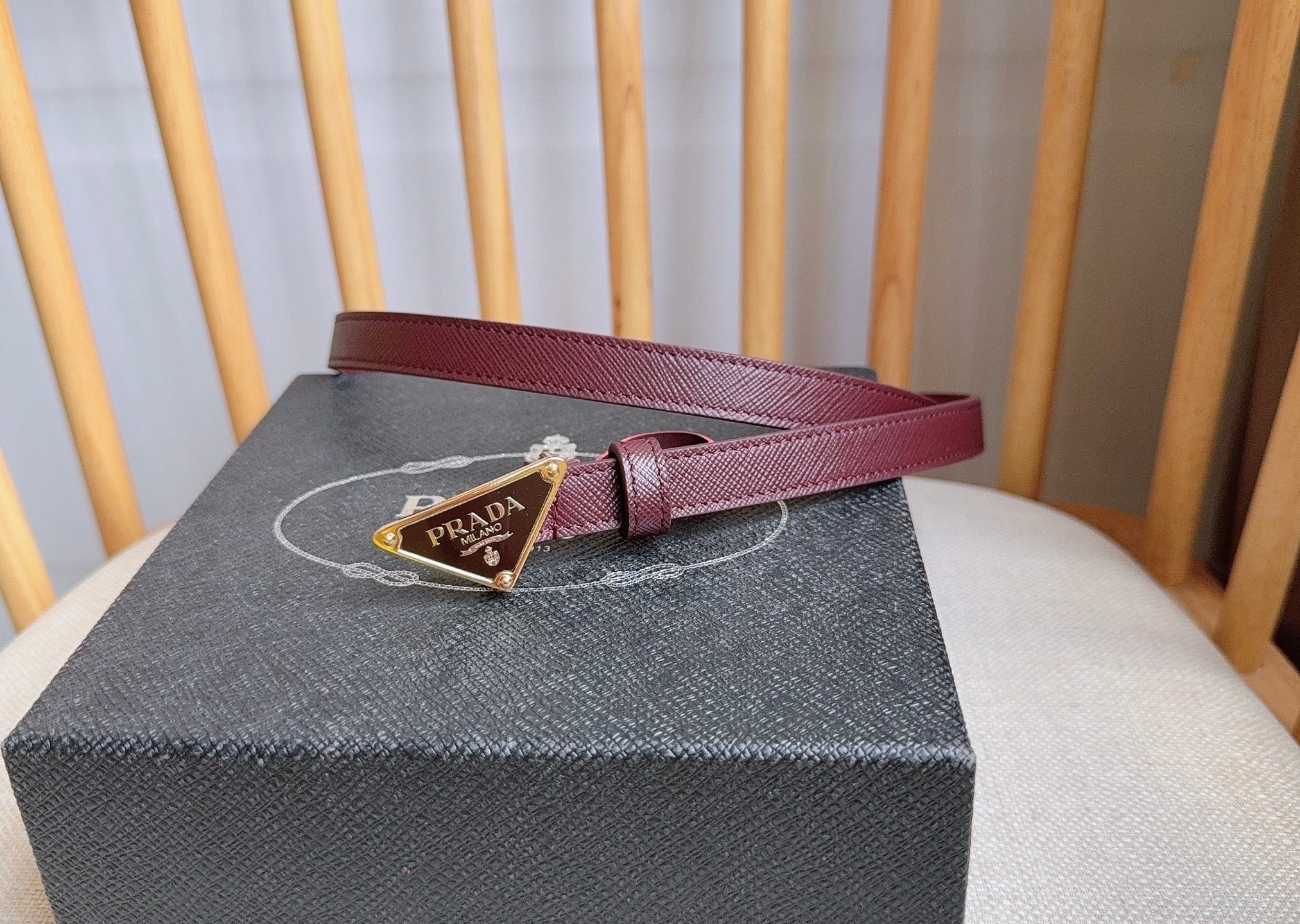 PRADA 25S BELT 15 MM IN RED CALFSKIN 598412