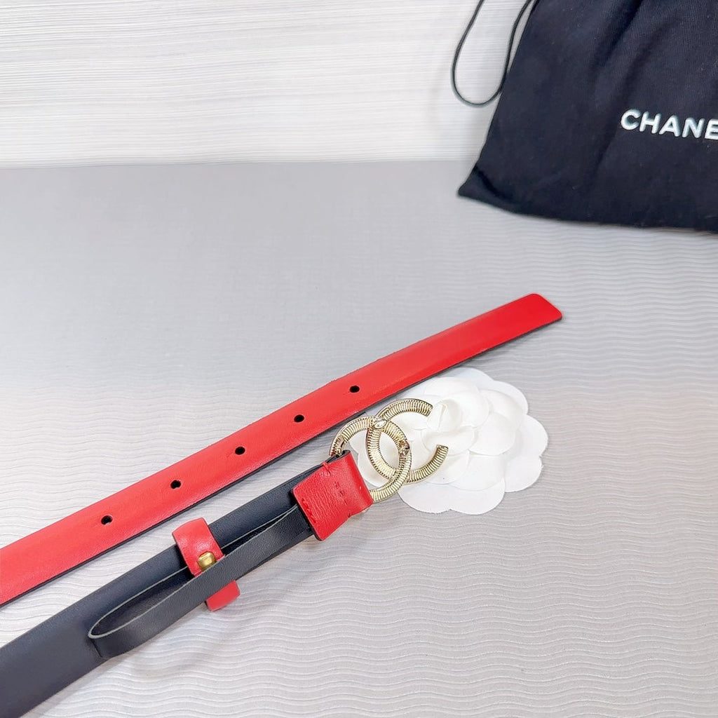 CC BELT 20 MM IN CRIMSON RED SMOOTH CALFSKIN GOLD HARDWARE ATTACH RHINSTONE
