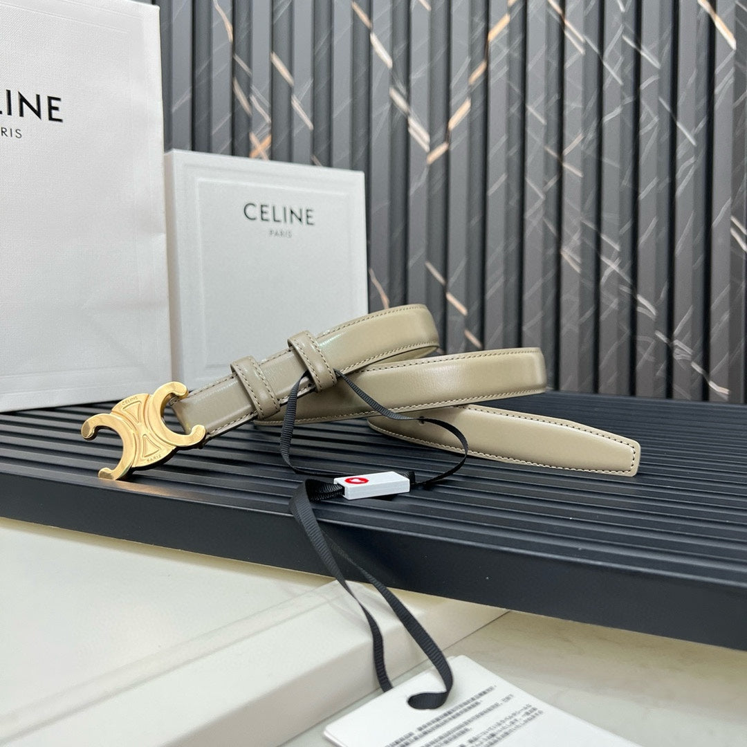 CL TRIOMPHE 25 MM BELT IN OLIVE GREEN CALFSKIN GOLD HARDWARE