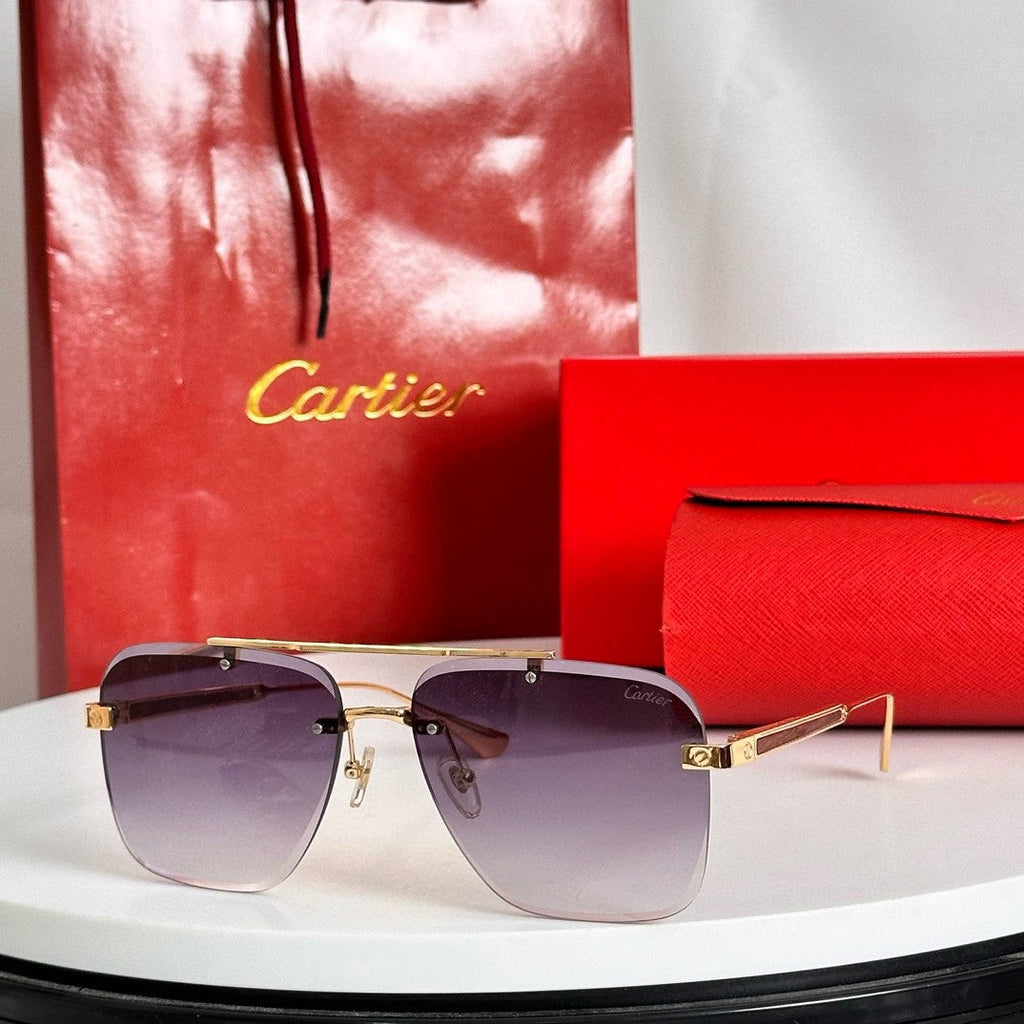 SANTOS SQUARE FRAME SUNGLASSES 524492 IN METAL AND WOODEN