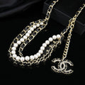 CHANEL 25S CHAIN BELT IN WHITE PEARL AND BLACK CALFSKIN 612711