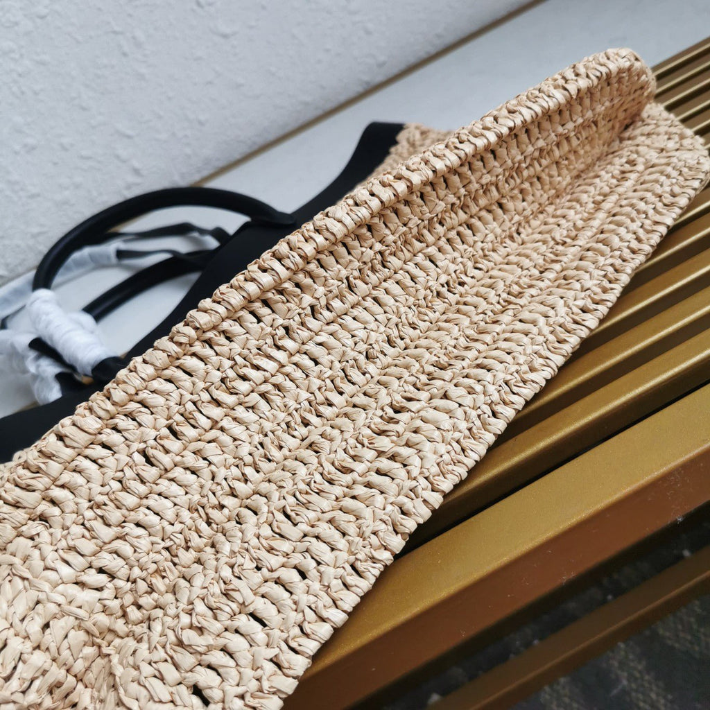 ＰＲＤＡ LARGE CROCHET AND LEATHER TOTE BAG