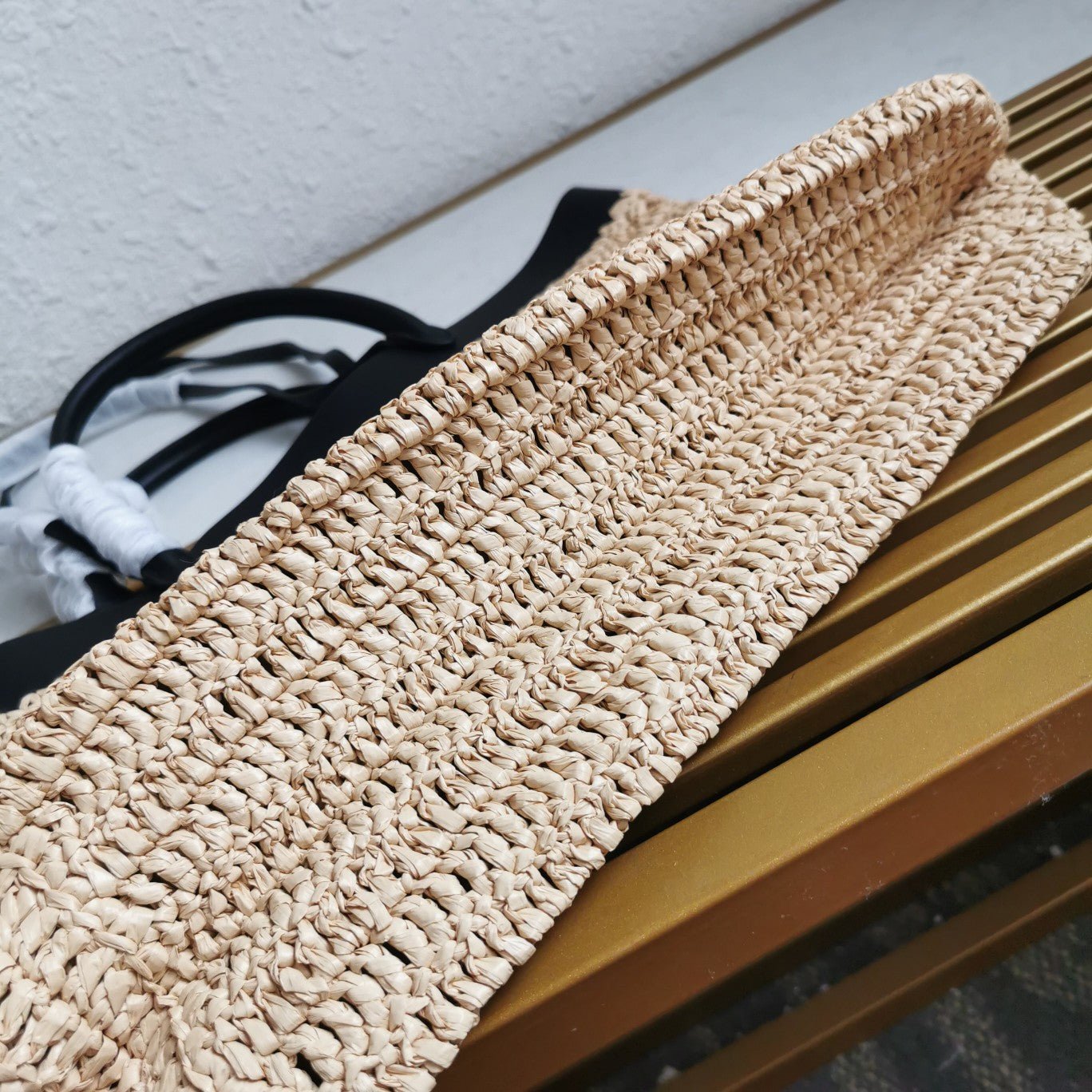 ＰＲＤＡ LARGE CROCHET AND LEATHER TOTE BAG