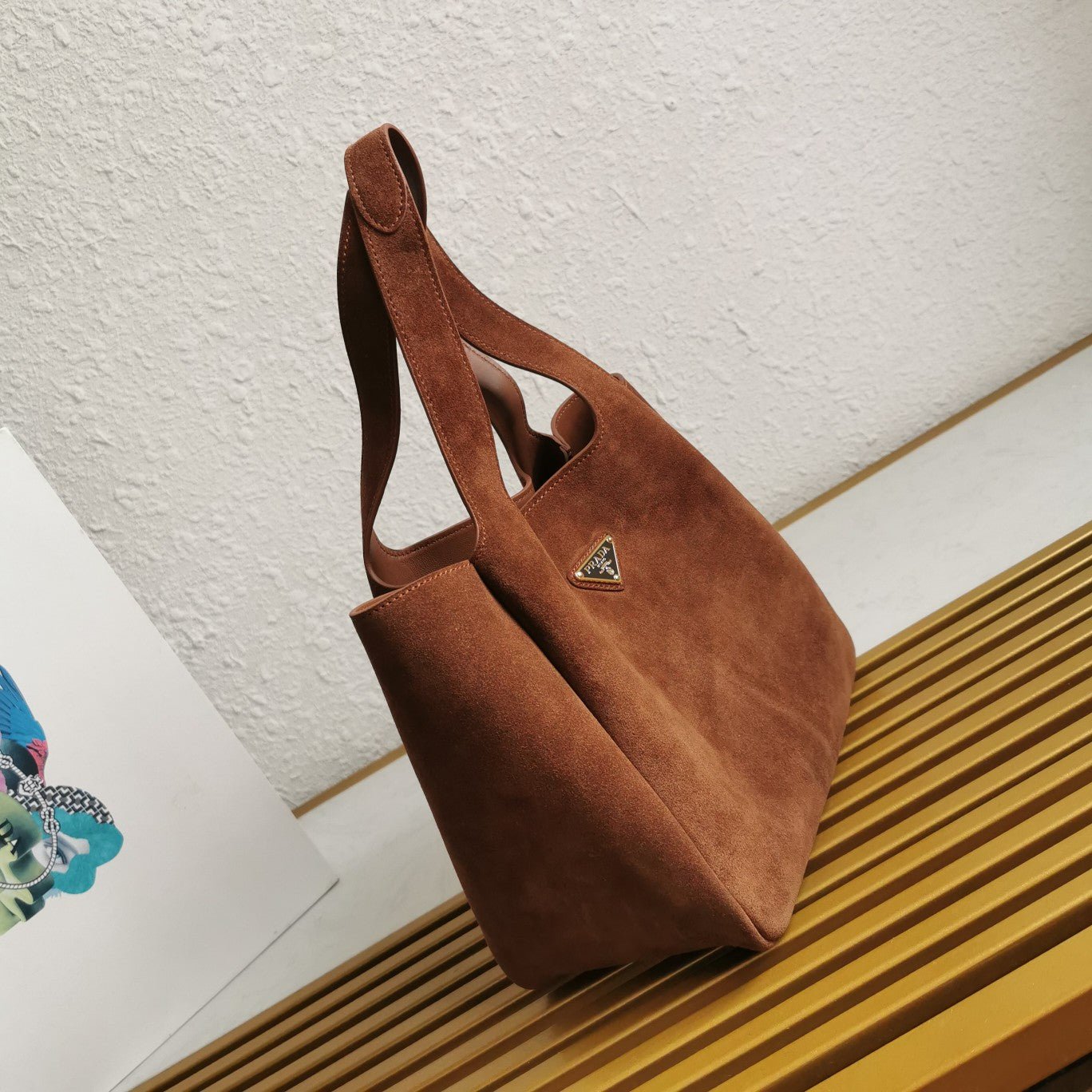ＰＲＤＡ LARGE SUEDE SHOPPING BAG COCOA BROWN
