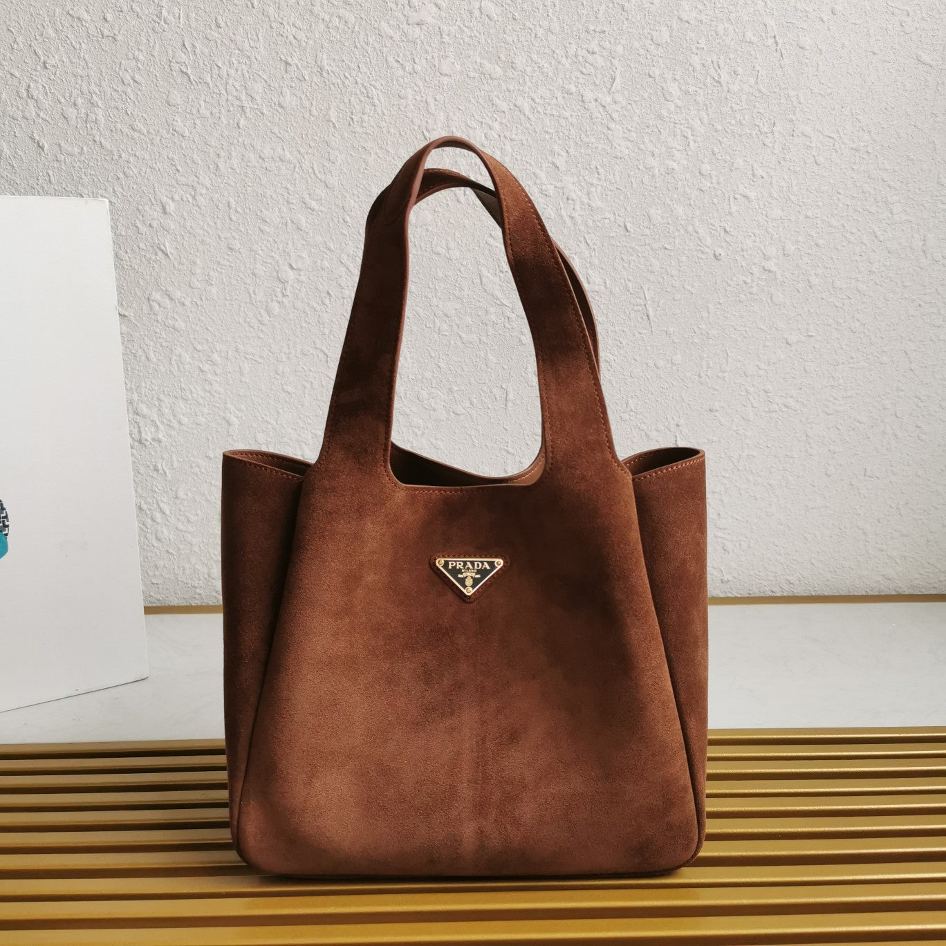ＰＲＤＡ LARGE SUEDE SHOPPING BAG COCOA BROWN