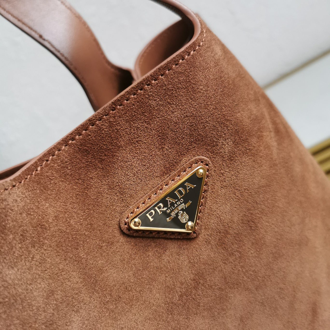 ＰＲＤＡ LARGE SUEDE SHOPPING BAG COCOA BROWN
