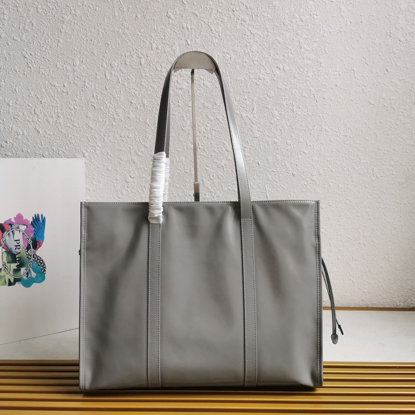 ＰＲＤＡ LEATHER TOTE BAG GRAY