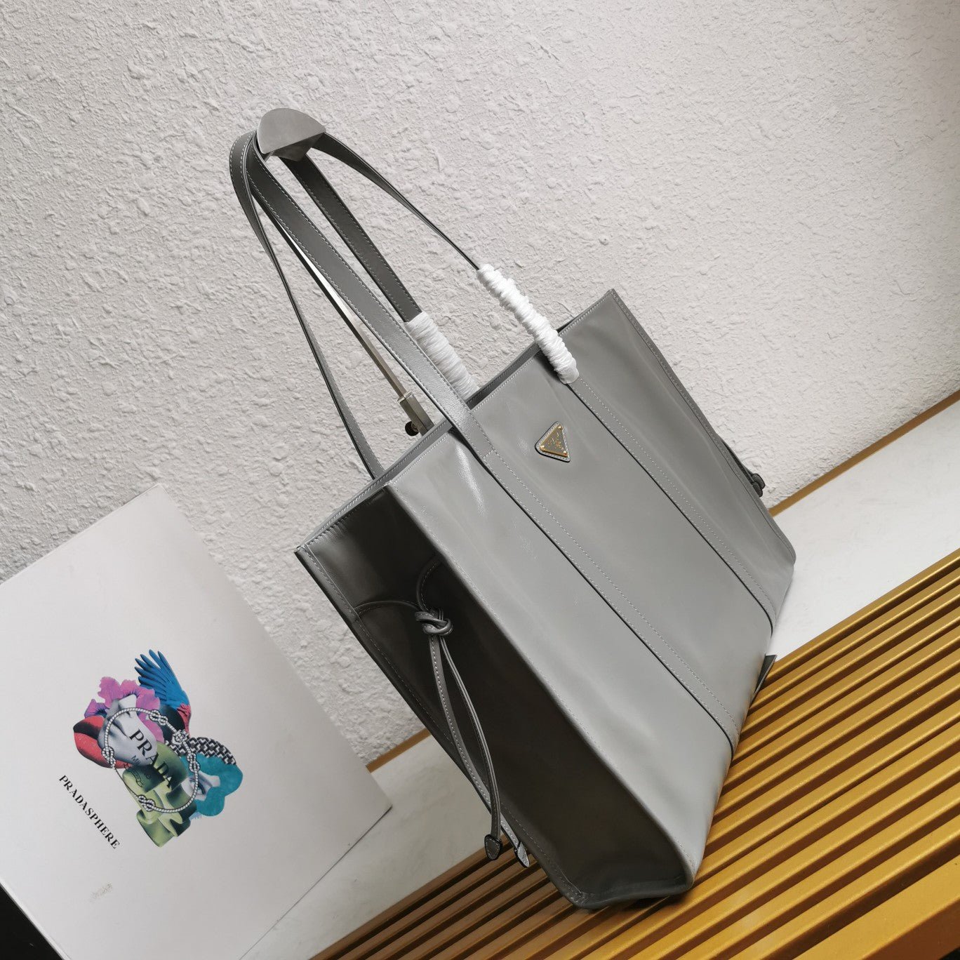 ＰＲＤＡ LEATHER TOTE BAG GRAY