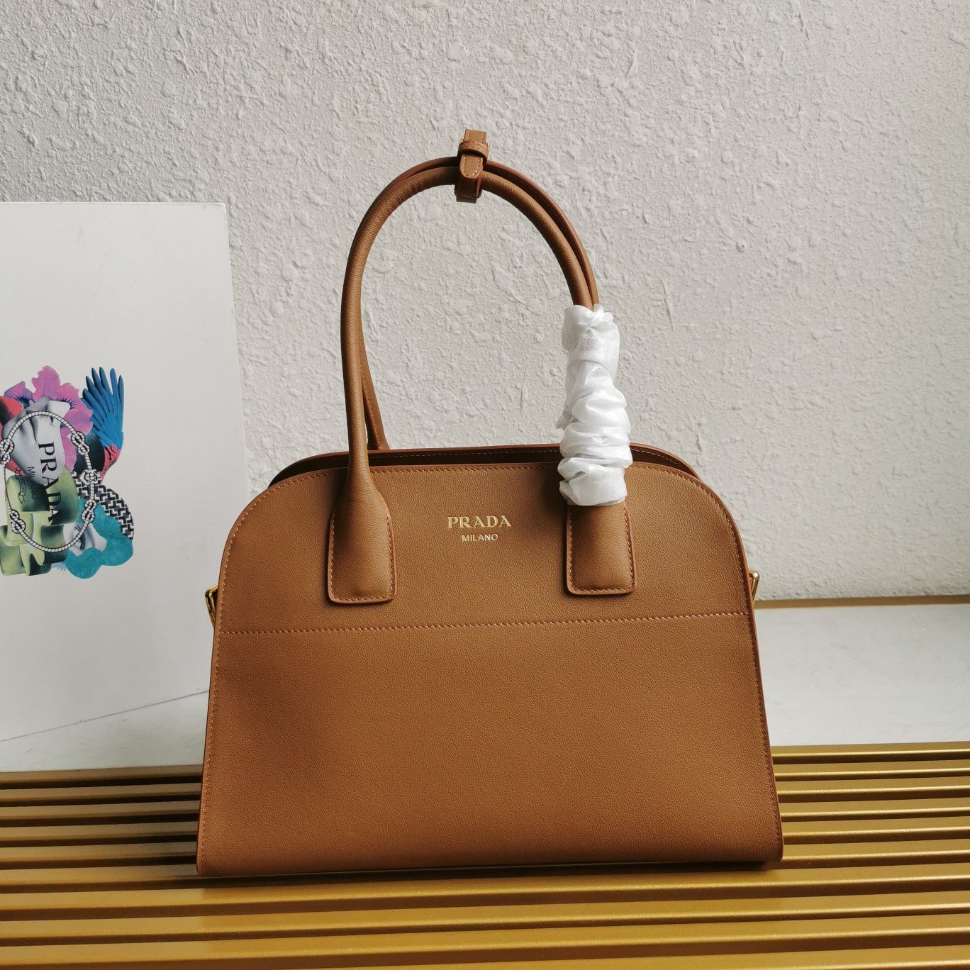 ＰＲＤＡ MEDIUM LEATHER TOTE BAG CARAMEL
