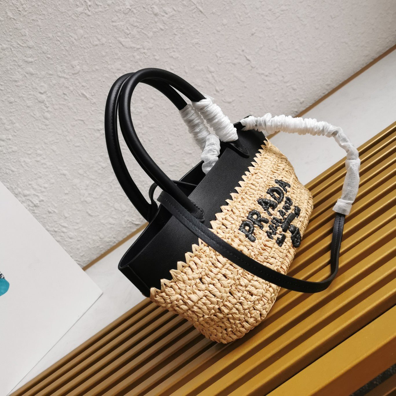 ＰＲＤＡ MINI CROCHET AND LEATHER TOTE BAG