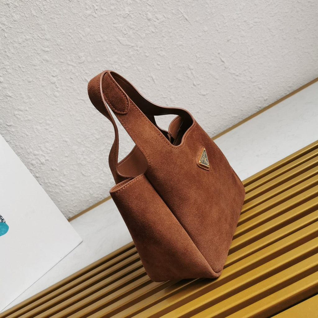 ＰＲＤＡ MINI SUEDE SHOPPING BAG COCOA BROWN