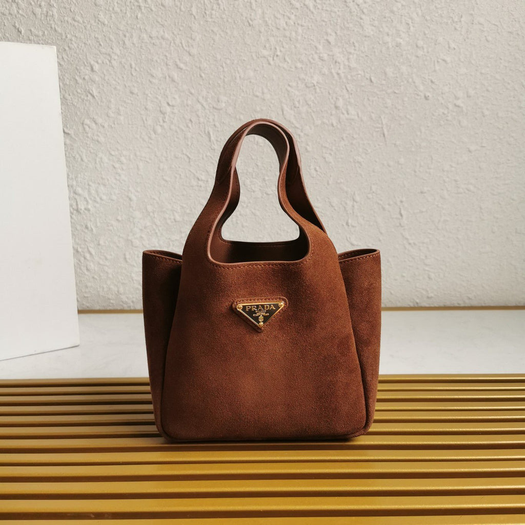 ＰＲＤＡ MINI SUEDE SHOPPING BAG COCOA BROWN