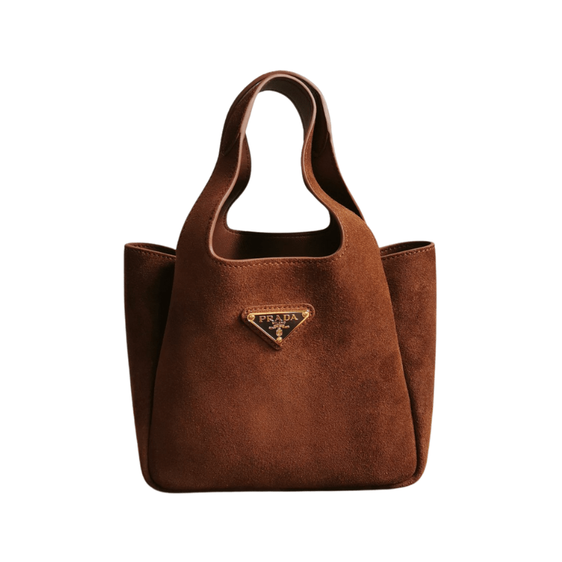 ＰＲＤＡ MINI SUEDE SHOPPING BAG COCOA BROWN