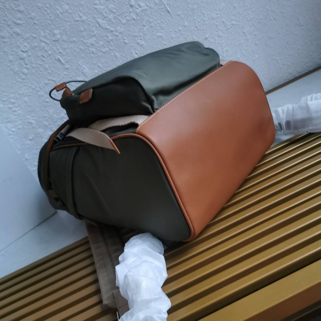 ＰＲＤＡ RE-NYLON AND LEATHER BACKPACK MUSK GREEN
