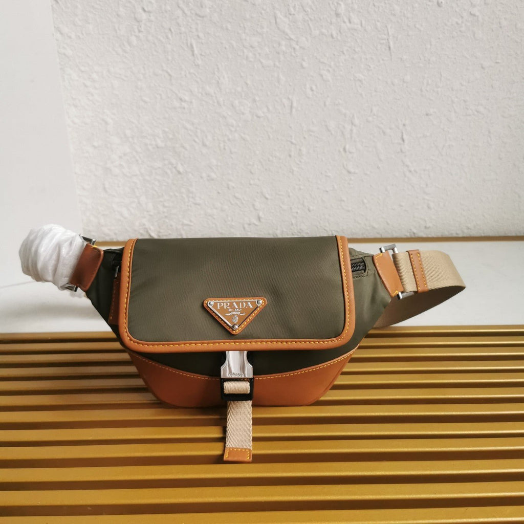 ＰＲＤＡ RE-NYLON AND LEATHER BELT BAG MUSK GREEN/COCOA