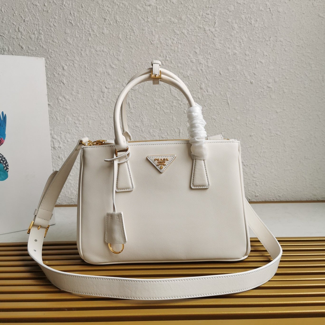 ＰＲＤＡ SMALL PRDA GALLERIA SAFFIANO LEATHER BAG WHITE