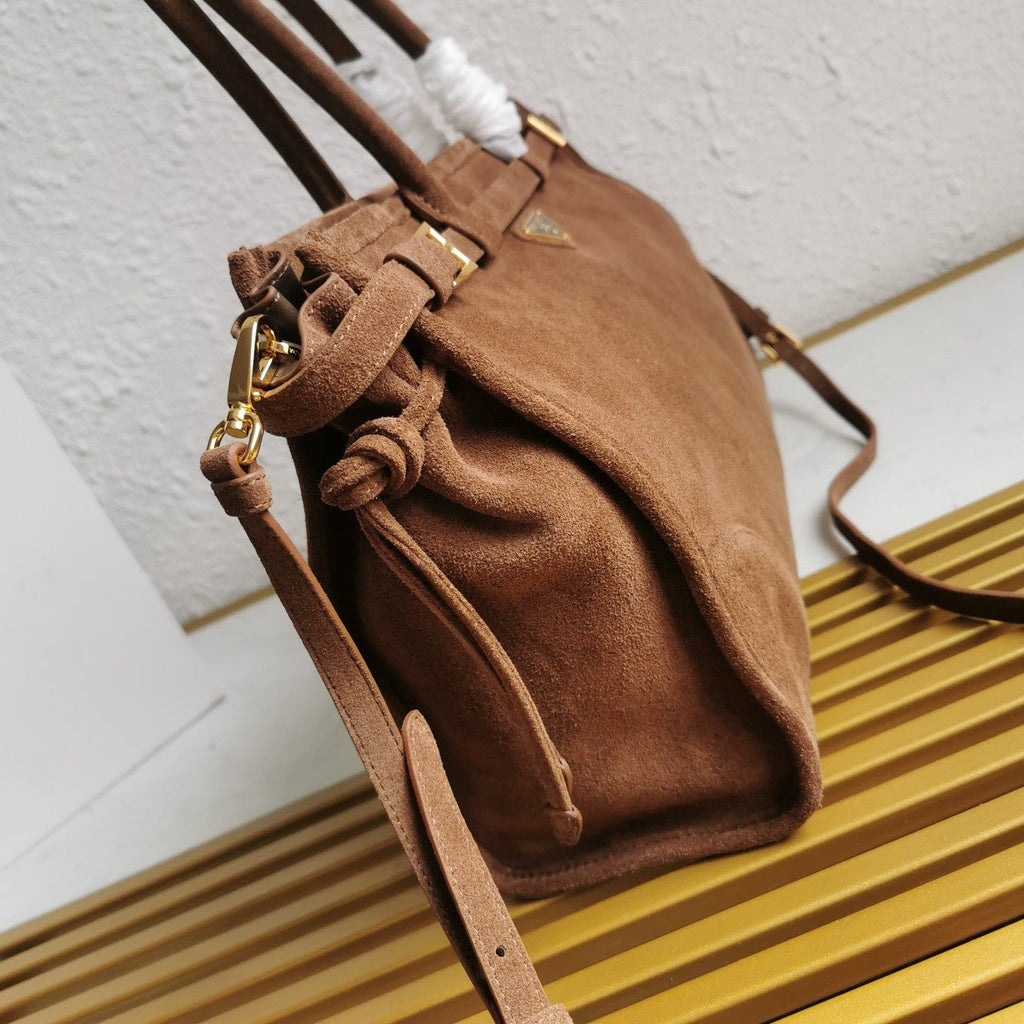 ＰＲＤＡ SUEDE TOP HANDLE BAG COCOA BROWN LARGE