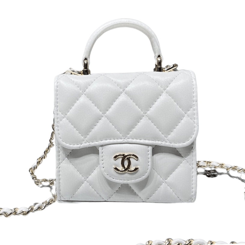 ＣＨＮＥＬMINI MATELASSÉ CLUTCH WITH CHAIN WHITE