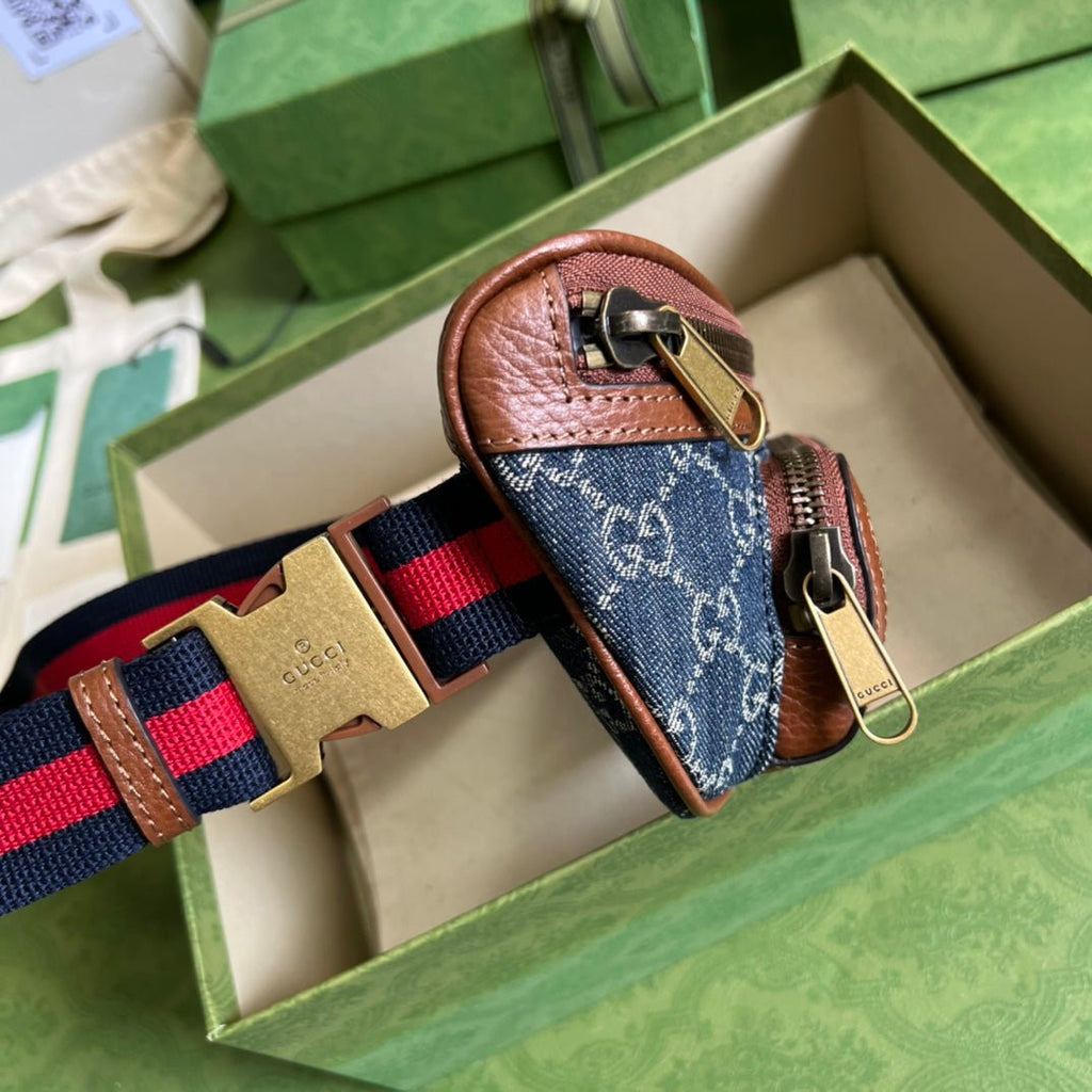 ＧＣＣＩGG DENIM WEB BELT BAG BLUE