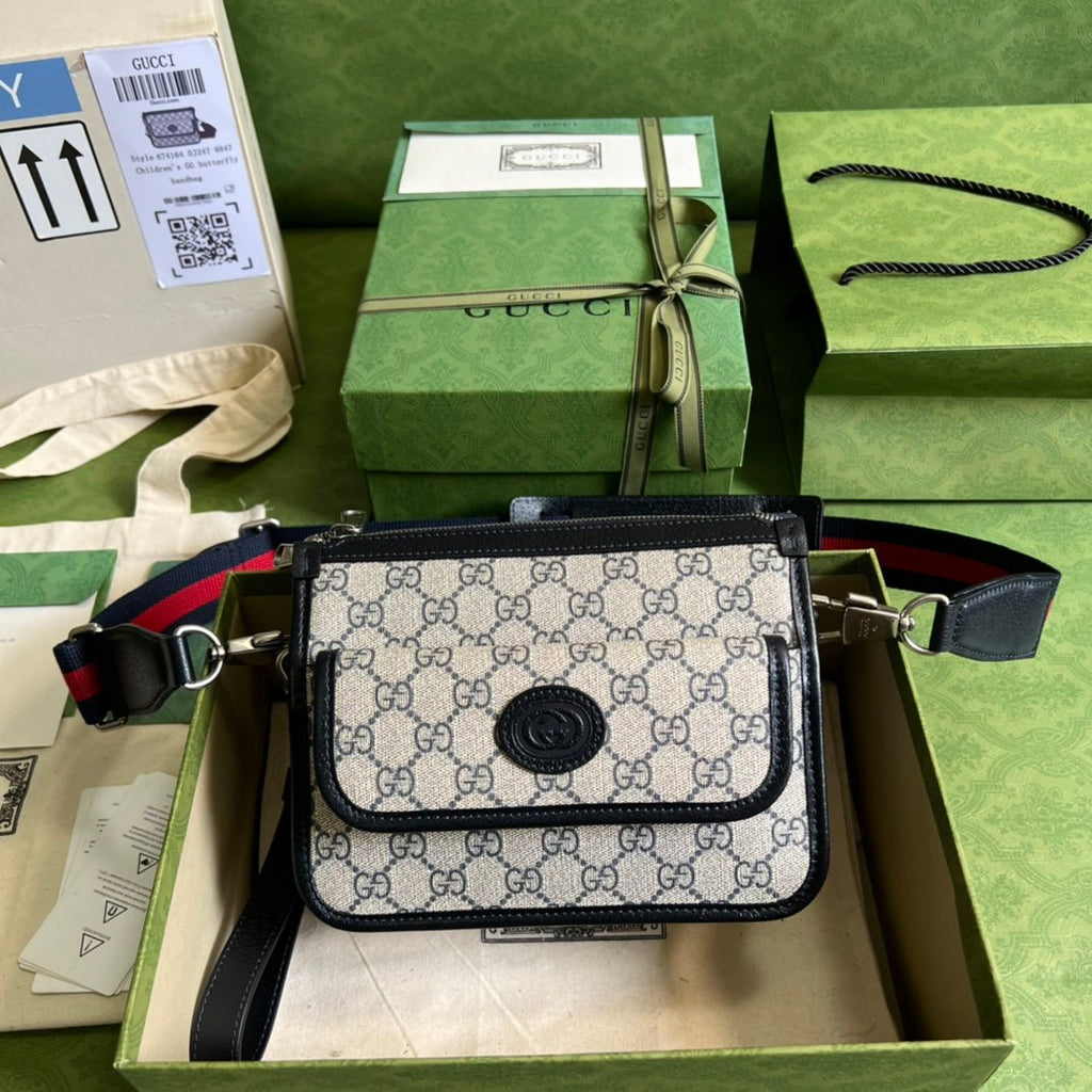ＧＣＣＩRETRO GG SUPREME MESSENGER BAG BEGIE-BLACK