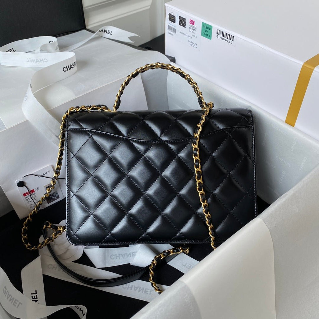 ＣＨＮＥＬRAINBOW TOP HANDLE FLAP BAG BLACK
