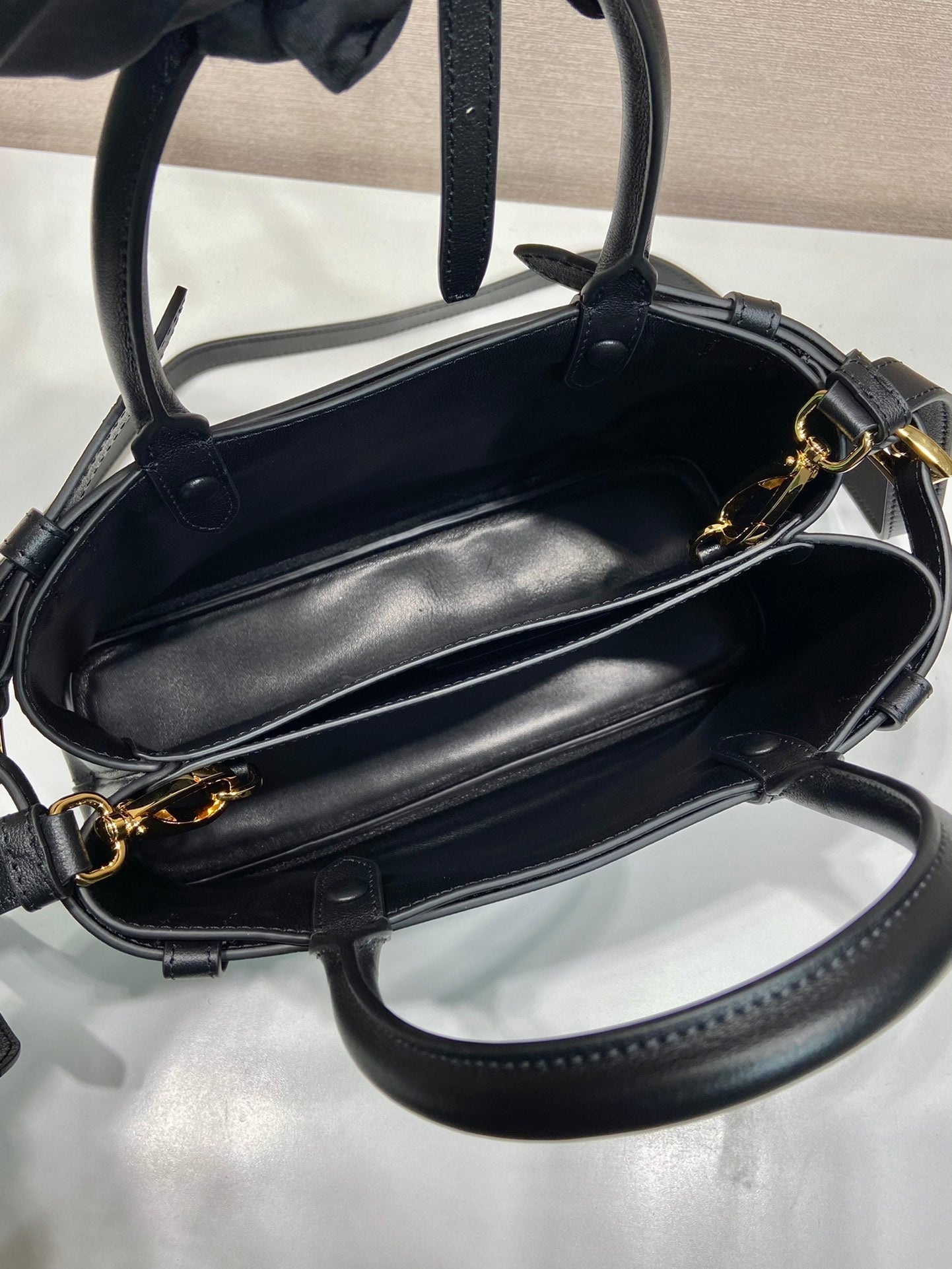 ＰＲＤＡ BUCKLE SMALL LEATHER HANDBAG WITH DOUBLE BELT BLACK