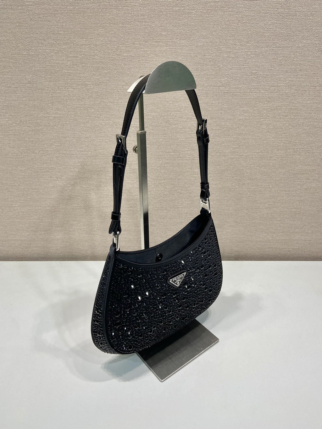 ＰＲＤＡ CLEO SATIN BAG WITH CRYSTALS