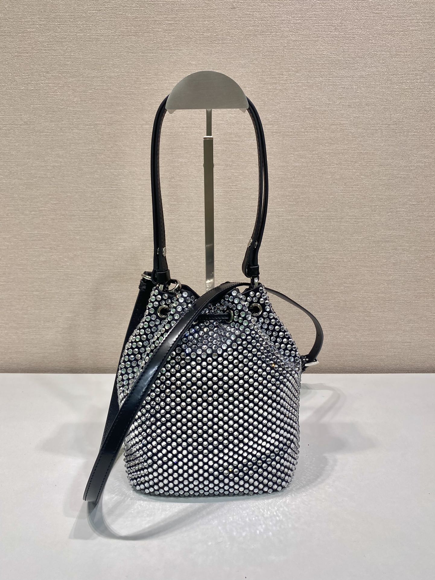 ＰＲＤＡ SATIN BAG WITH CRYSTALS