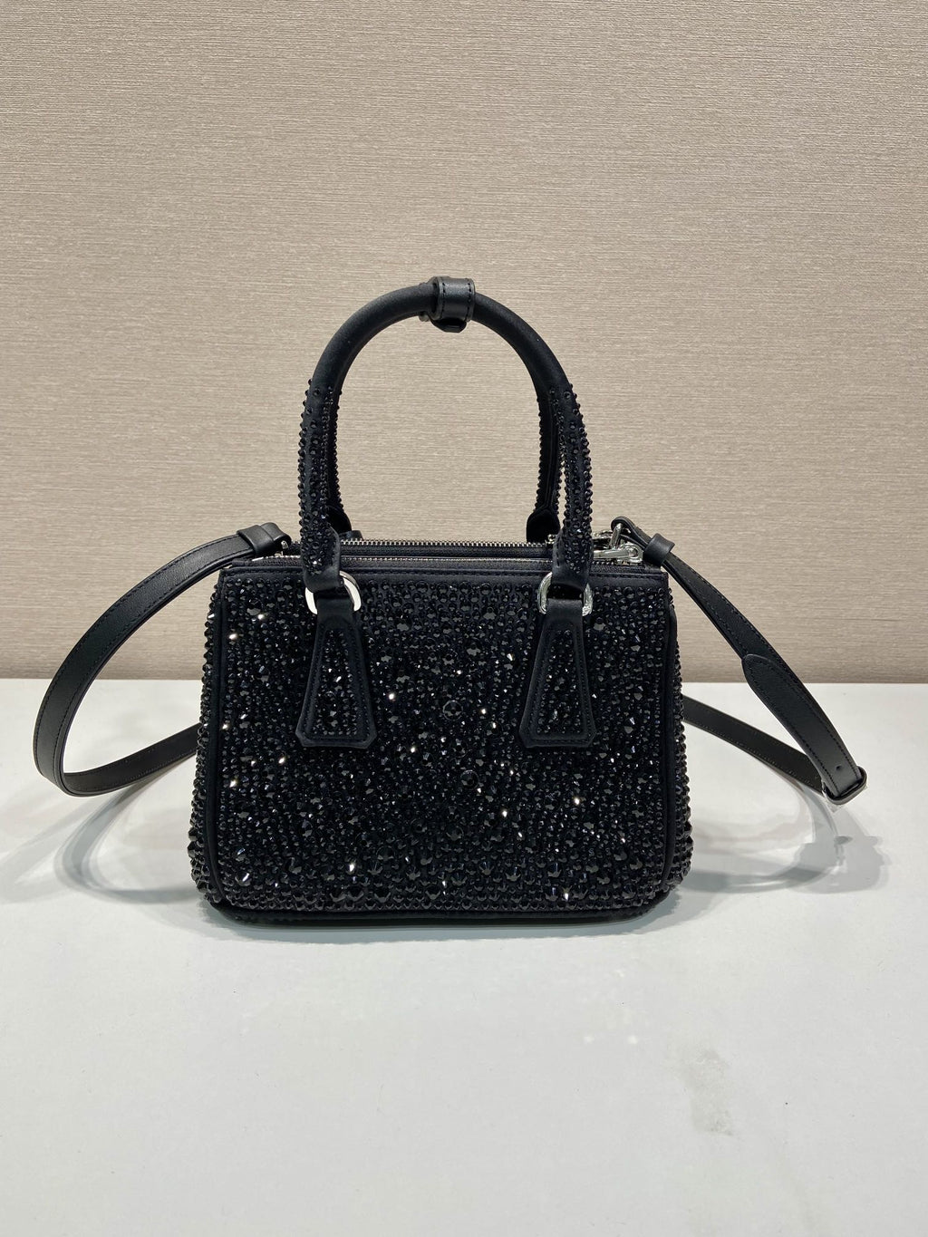 ＰＲＤＡ GALLERIA SATIN MINI-BAG WITH CRYSTALS