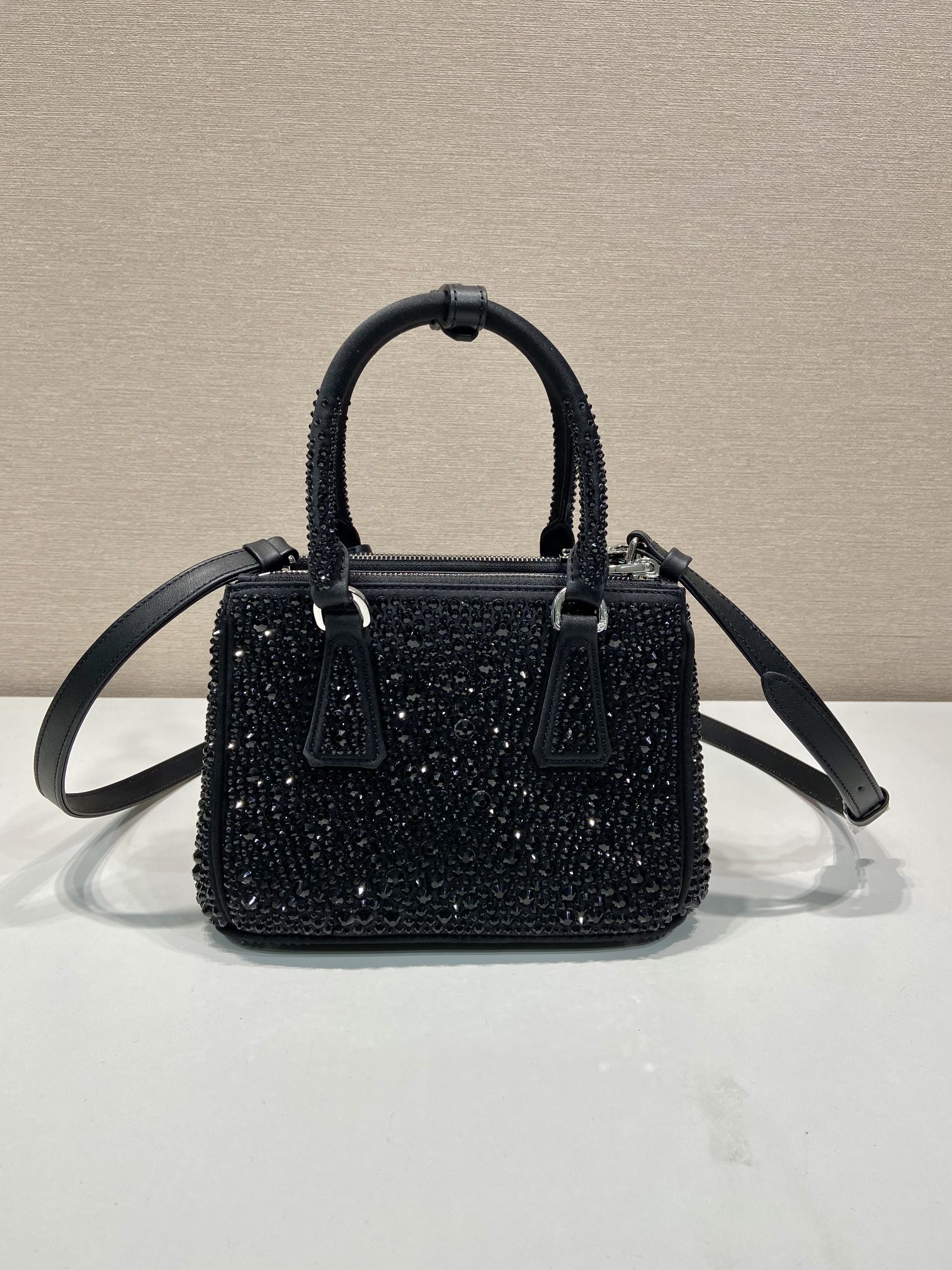 ＰＲＤＡ GALLERIA SATIN MINI-BAG WITH CRYSTALS