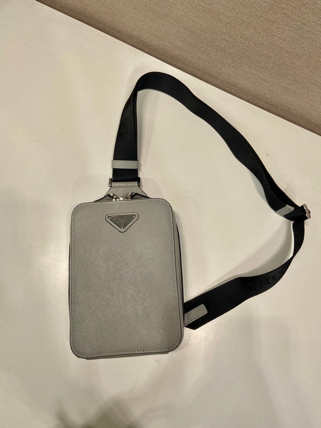 ＰＲＤＡ BRIQUE SAFFIANO LEATHER BAG GRAY