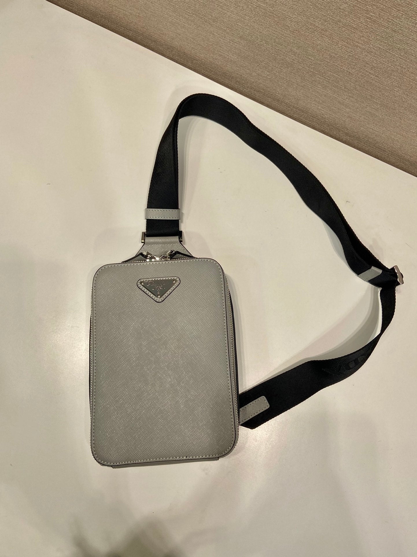 ＰＲＤＡ BRIQUE SAFFIANO LEATHER BAG GRAY