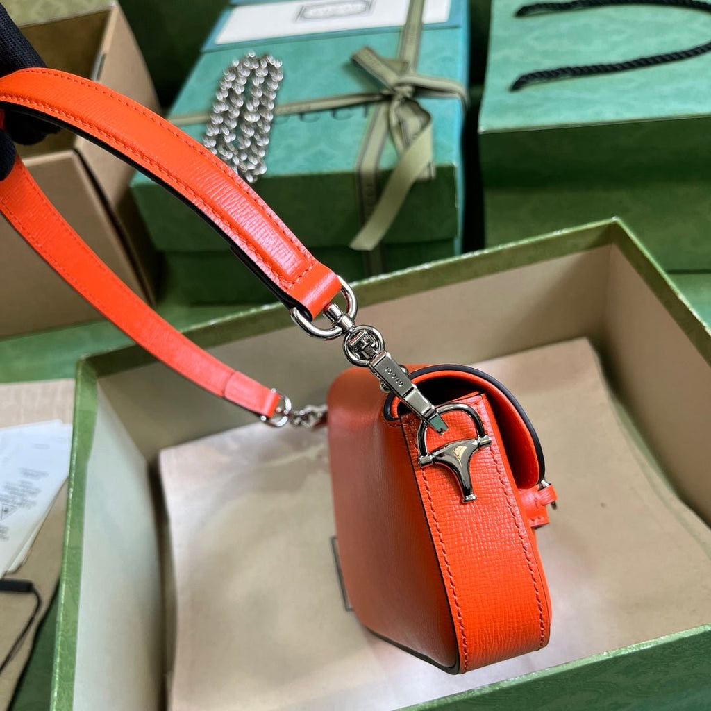 ＧＣＣＩHORSEBIT 1955 MINI LEATHER SHOULDER BAG RED